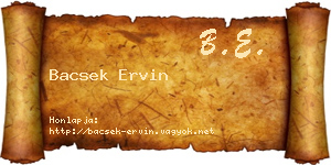 Bacsek Ervin névjegykártya