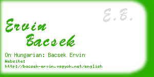 ervin bacsek business card